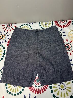 J.Crew Men's Gramercy Linen-Cotton Blend Shorts in Blue Gray Size 33